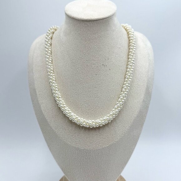 Vintage Multi Strand Graduated Twist Faux Pearl Princess Necklace - Picture 1 of 6